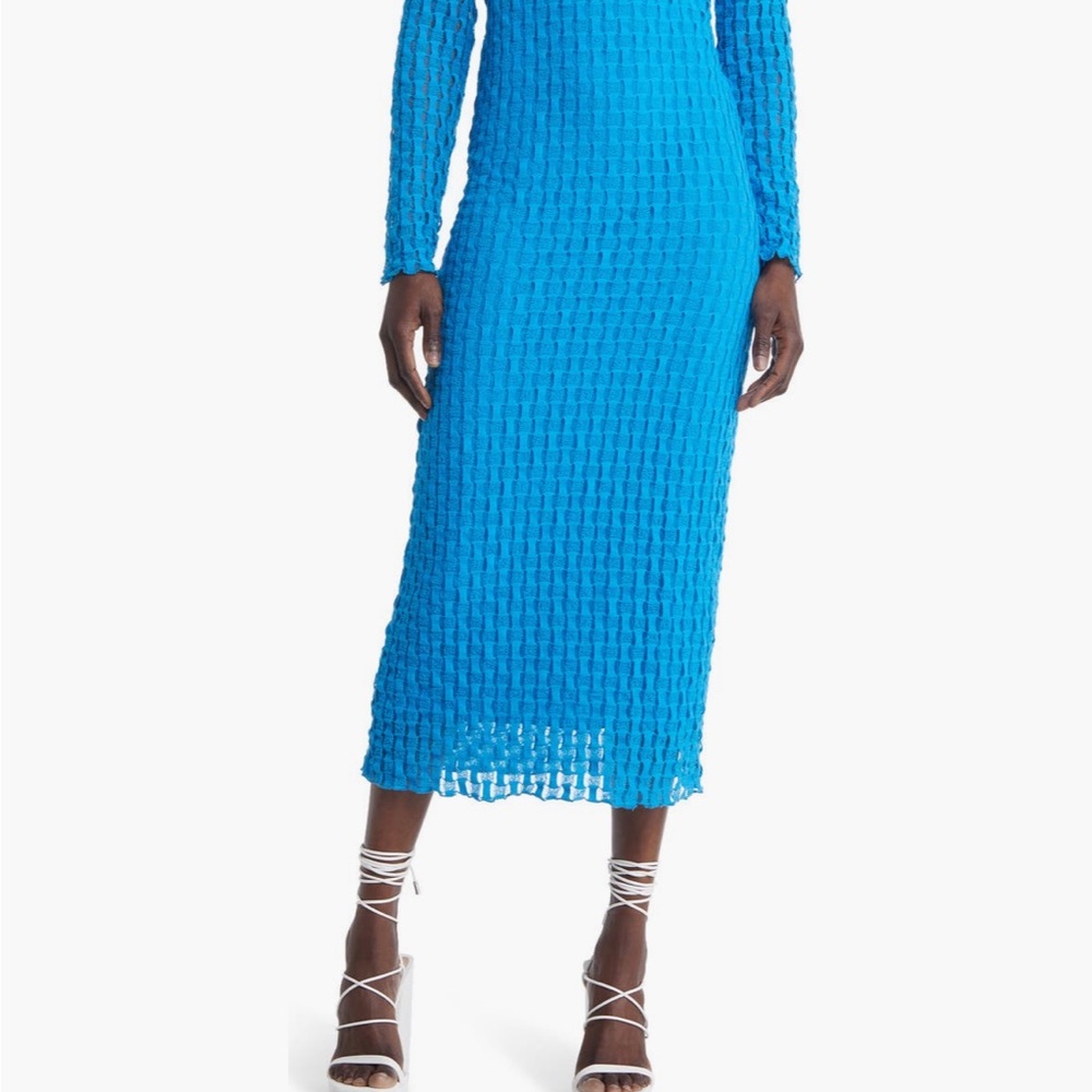 Lace Jersey Vibrant Blue Textured Midi Dress TOPSHOP size XS